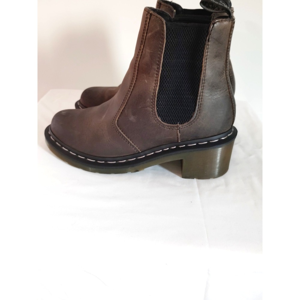 Dr. Martens Cadence Distressed Brown Leather Heeled Gothic Chelsea Boots Women 7 - Picture 13 of 15